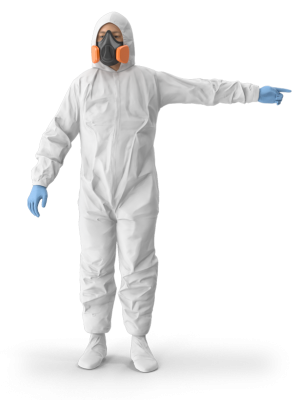 hazmat worker pointing