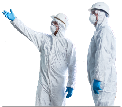 hazmat worker pointing